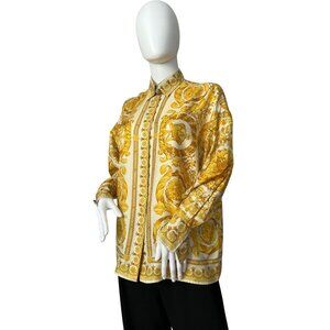 GIANNI VERSACE ivory & gold silk shirt Barocco print size IT 40 1994